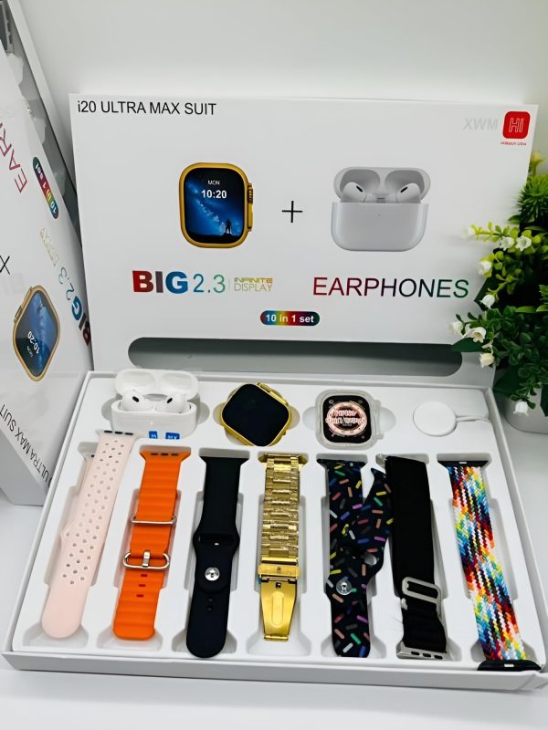 I20 Ultra Max Suit Smart Watch 10 In 1 set (Random Color)